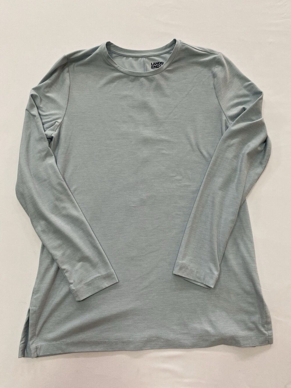 Lands' End Women’s Long Sleeve Crewneck Tunic Top - Light Blue Heather - Small